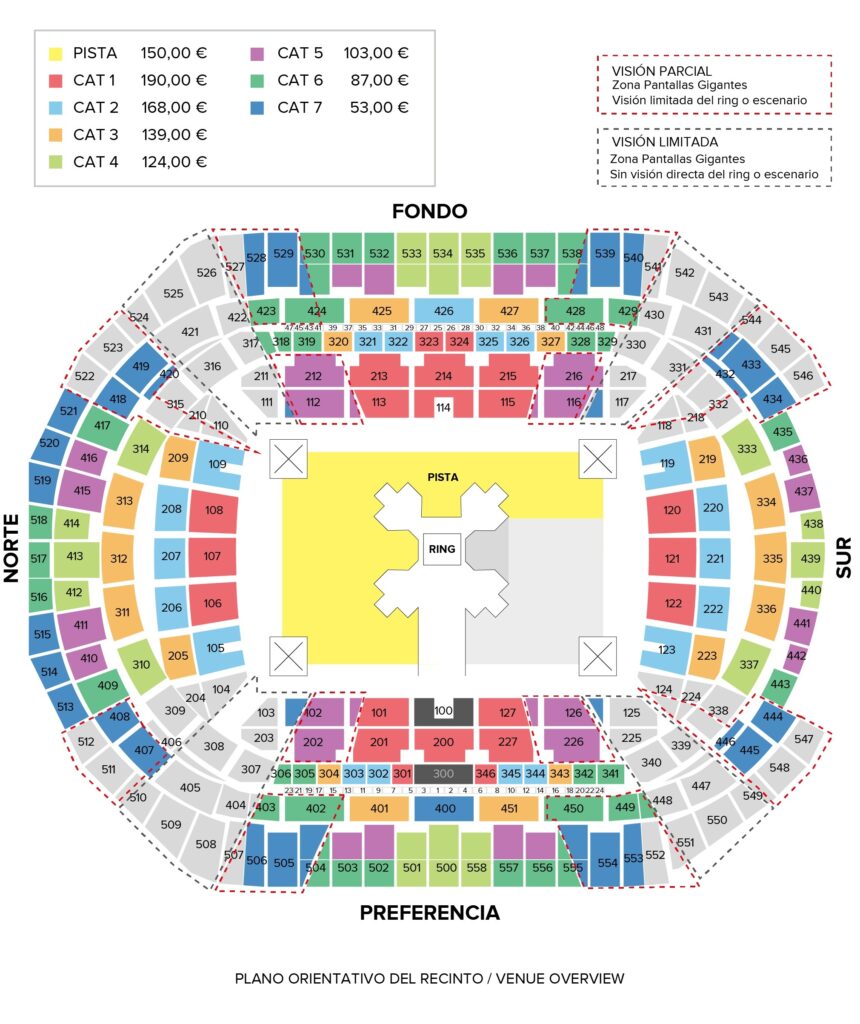 Disposición de asientos Estadio de La Cartuja de Sevilla en la Velada del Año 6